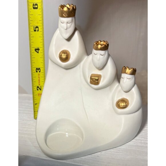 Partylite Three Wise Men Kings Tealight Candle Holder Glass Insert Gold Accents - Picture 7 of 8